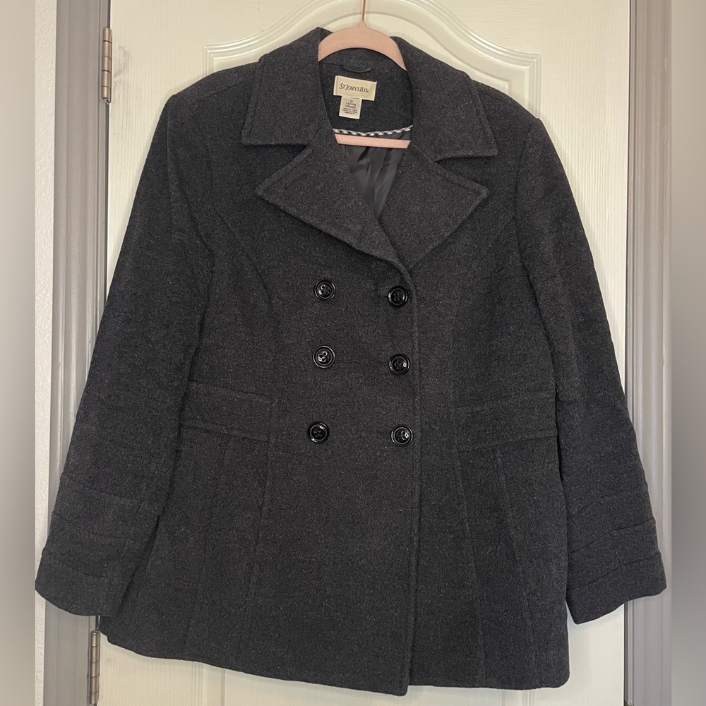 St. John's Bay Black Peacoat Timeless Tailored Style